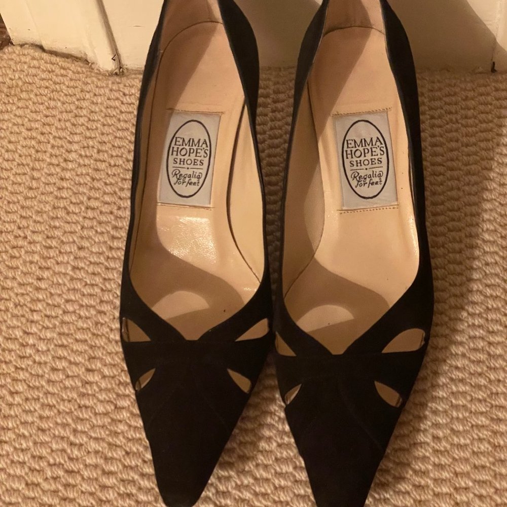 EMMA HOPE Black Suede Kitten Heel size 7.5